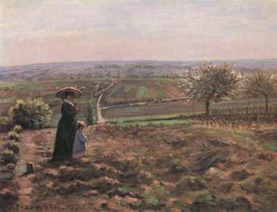 The Road to Rouen, the Heights of Hautil, Pontoise by Camille Jacob Pissarro